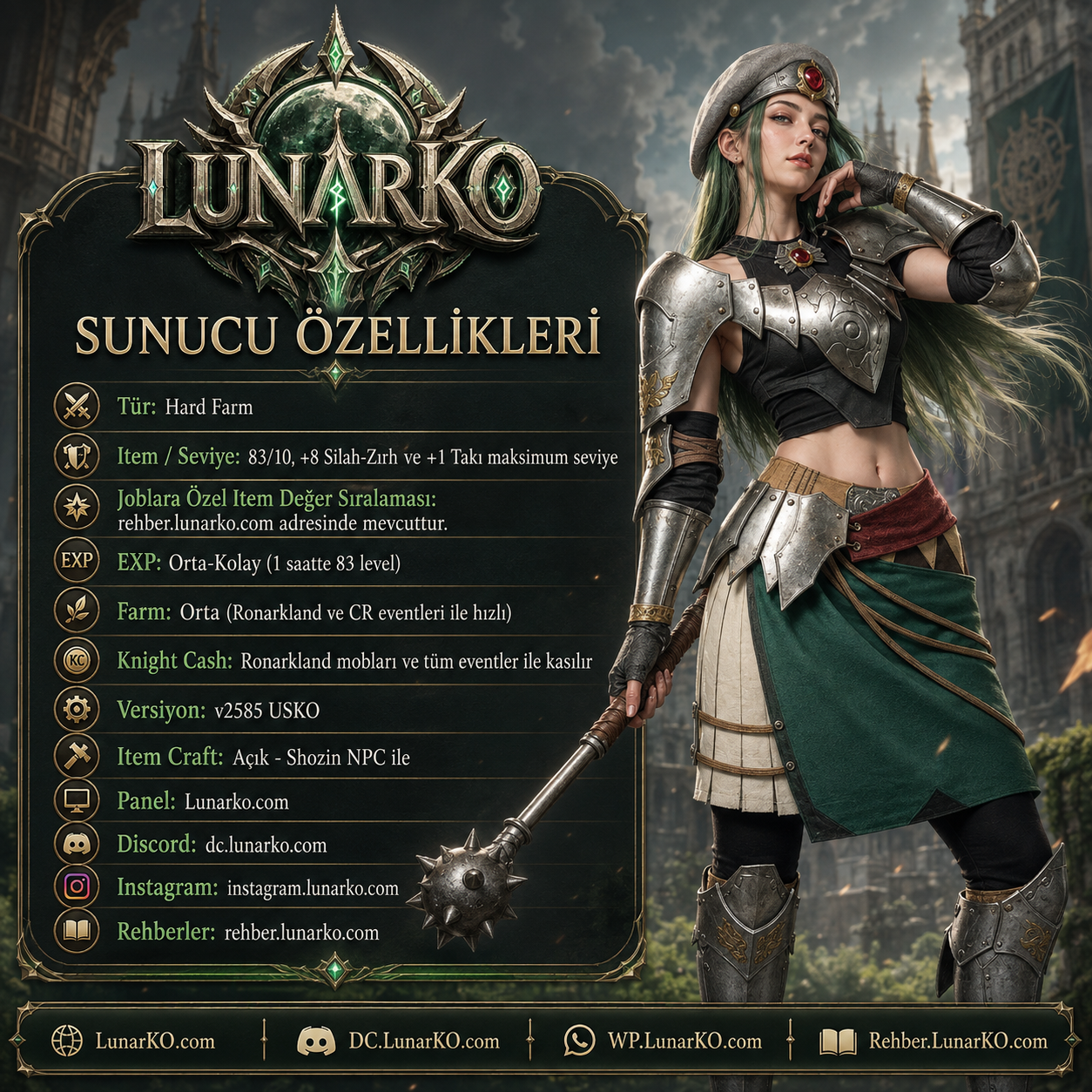 LunarKO sunucu özellikleri görseli